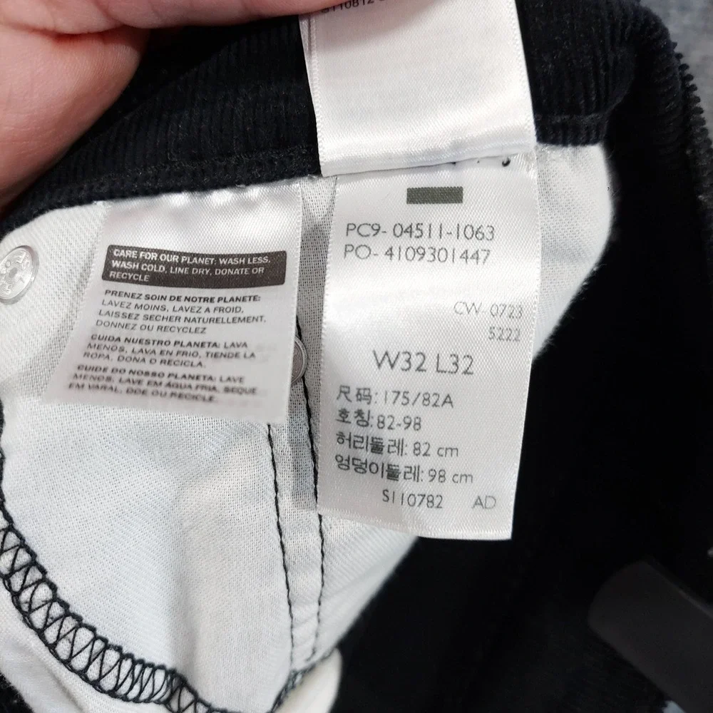 Levi's 511 Slim Fit Pants Mens 32x32 Black Corduroy 04511-1063